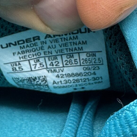 Men's Under Armour UA HOVR Sonic 6 Shoes 3026121-301 Aqua Blue Size 8.5 - Picture 6 of 6